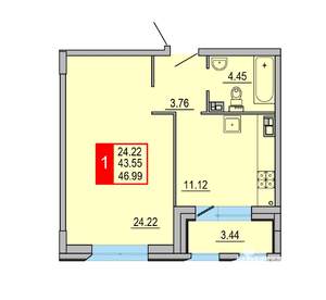 1-к квартира, вторичка, 47м2, 7/8 этаж