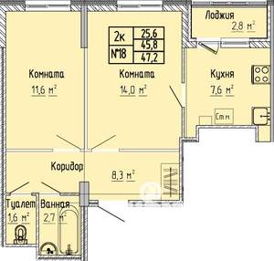 2-к квартира, строящийся дом, 47м2, 4/10 этаж