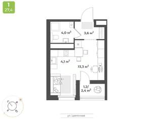 1-к квартира, вторичка, 26м2, 16/18 этаж