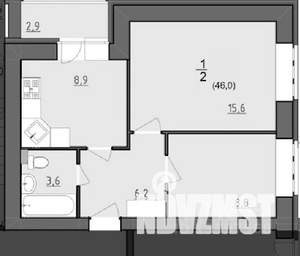 2-к квартира, вторичка, 48м2, 3/8 этаж