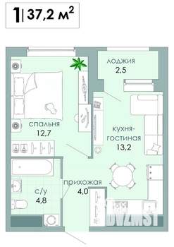 1-к квартира, вторичка, 37м2, 6/12 этаж