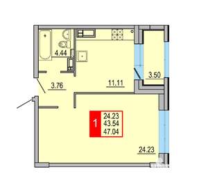 1-к квартира, вторичка, 47м2, 8/8 этаж