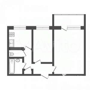 2-к квартира, вторичка, 50м2, 9/9 этаж