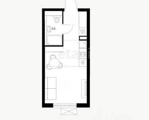 Студия квартира, вторичка, 28м2, 1/14 этаж