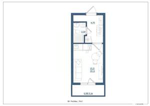 Студия квартира, сданный дом, 20м2, 3/4 этаж