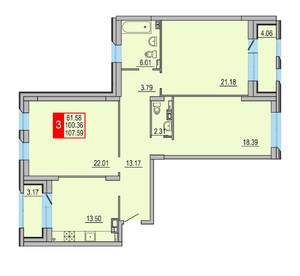 3-к квартира, вторичка, 108м2, 4/8 этаж