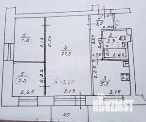 3-к квартира, вторичка, 43м2, 2/2 этаж