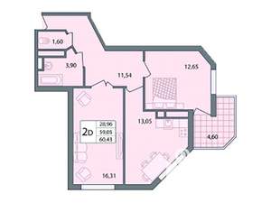 2-к квартира, вторичка, 59м2, 4/24 этаж