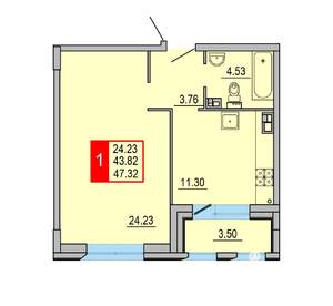 1-к квартира, вторичка, 47м2, 3/8 этаж
