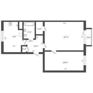 2-к квартира, вторичка, 45м2, 6/9 этаж