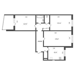 3-к квартира, вторичка, 70м2, 5/5 этаж