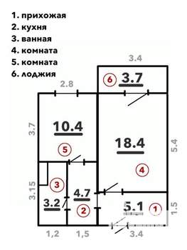 1-к квартира, вторичка, 44м2, 12/16 этаж