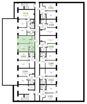 1-к квартира, строящийся дом, 39м2, 2/4 этаж