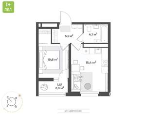 1-к квартира, вторичка, 37м2, 8/18 этаж