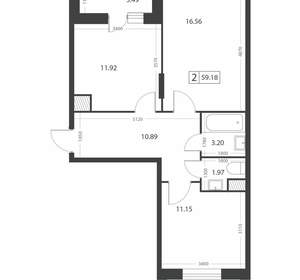 2-к квартира, вторичка, 59м2, 11/16 этаж