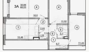 3-к квартира, вторичка, 68м2, 9/15 этаж