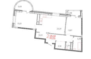 2-к квартира, вторичка, 83м2, 4/10 этаж