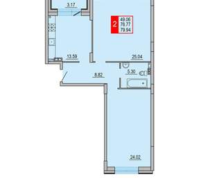 2-к квартира, вторичка, 80м2, 2/8 этаж