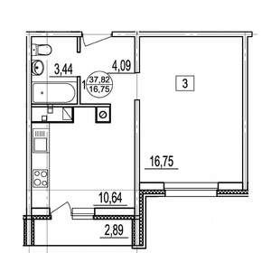 1-к квартира, вторичка, 38м2, 1/14 этаж