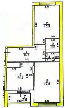 2-к квартира, вторичка, 60м2, 6/12 этаж