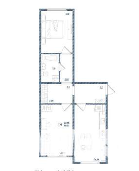 2-к квартира, вторичка, 55м2, 14/15 этаж