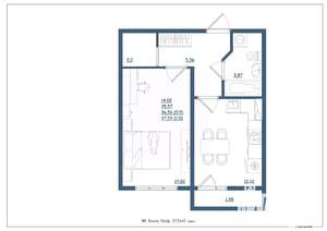 1-к квартира, строящийся дом, 38м2, 15/18 этаж