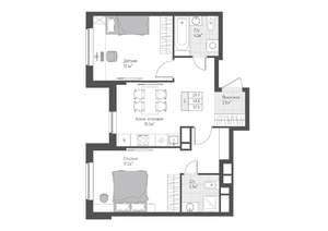 2-к квартира, вторичка, 55м2, 2/10 этаж