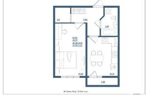 1-к квартира, сданный дом, 38м2, 16/18 этаж
