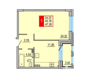 1-к квартира, вторичка, 47м2, 5/8 этаж