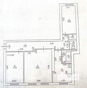 3-к квартира, вторичка, 61м2, 2/4 этаж