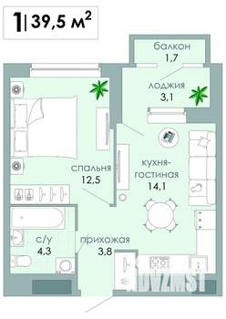 1-к квартира, вторичка, 40м2, 3/12 этаж