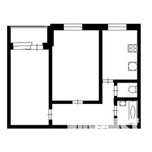 2-к квартира, вторичка, 53м2, 1/10 этаж