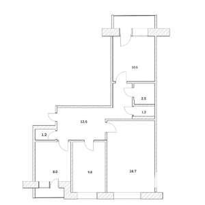 3-к квартира, вторичка, 65м2, 1/9 этаж