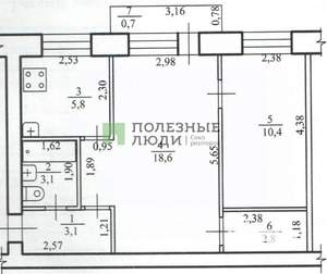 1-к квартира, вторичка, 43м2, 5/5 этаж
