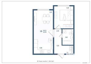 2-к квартира, сданный дом, 37м2, 11/15 этаж