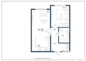 2-к квартира, сданный дом, 37м2, 2/15 этаж