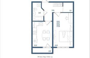 1-к квартира, сданный дом, 38м2, 7/18 этаж