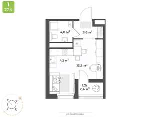 1-к квартира, вторичка, 26м2, 14/18 этаж