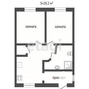 2-к квартира, вторичка, 50м2, 2/4 этаж
