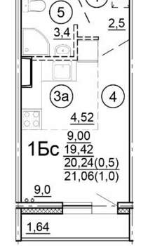 Студия квартира, вторичка, 22м2, 18/18 этаж