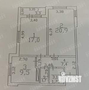 2-к квартира, вторичка, 63м2, 2/16 этаж