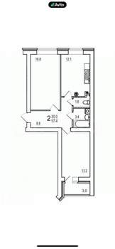 2-к квартира, сданный дом, 60м2, 6/10 этаж