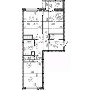 2-к квартира, вторичка, 65м2, 6/16 этаж