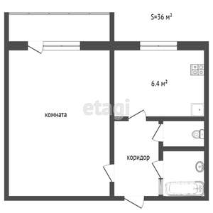 1-к квартира, вторичка, 38м2, 8/9 этаж