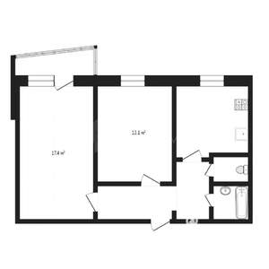 2-к квартира, вторичка, 53м2, 2/5 этаж
