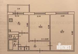 2-к квартира, вторичка, 54м2, 6/9 этаж