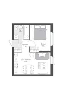 1-к квартира, вторичка, 33м2, 2/10 этаж