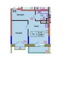 1-к квартира, вторичка, 50м2, 4/5 этаж
