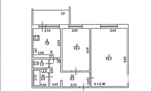 2-к квартира, вторичка, 53м2, 1/9 этаж