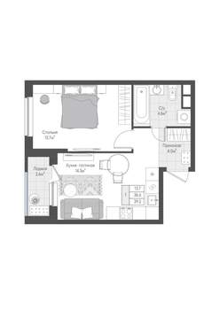 1-к квартира, вторичка, 38м2, 8/10 этаж